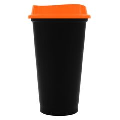 Стакан с крышкой Color Cap Black, черный с оранжевым