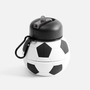 Складная бутылка для воды Football Flex, белая с черным