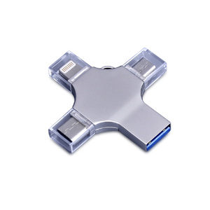 USB 3.0-флешка на 64 Гб 4-в-1 с разъемами Micro USB, Type-C и Lightning