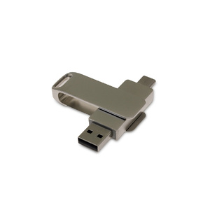 USB 2.0- флешка на 32 Гб с поворотным механизмом и дополнительным разъемом Type-C