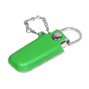 USB 2.0- флешка на 64 Гб в массивном корпусе с кожаным чехлом