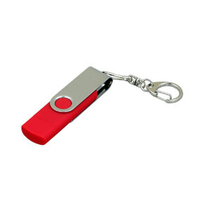 USB 2.0- флешка на 64 Гб с поворотным механизмом и дополнительным разъемом Micro USB