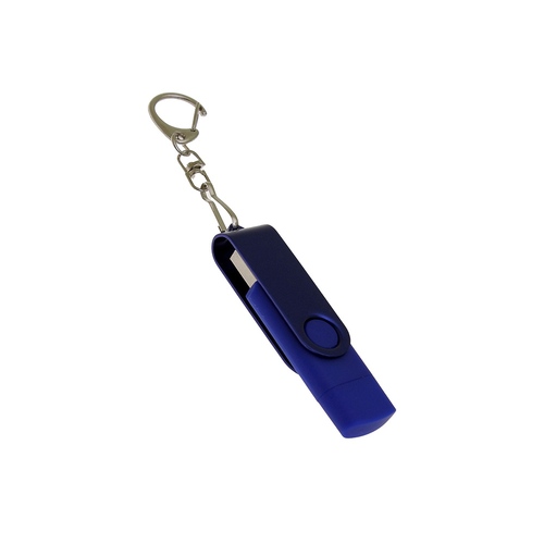 USB 2.0- флешка на 32 Гб с поворотным механизмом и дополнительным разъемом Type-C