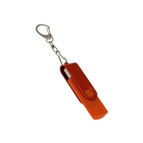 USB 2.0- флешка на 32 Гб с поворотным механизмом и дополнительным разъемом Type-C