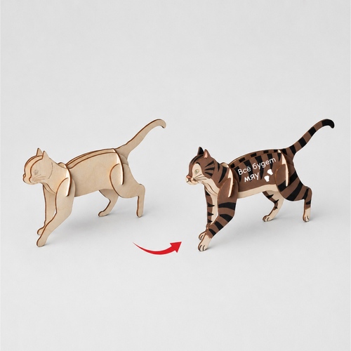 Деревянный 3d пазл «Котик»