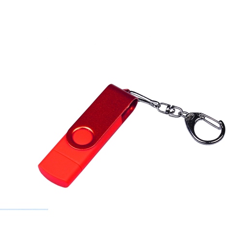 USB 2.0/micro USB/Type-С- флешка на 32 Гб 3-в-1 с поворотным механизмом
